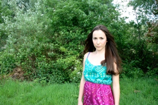 SariCycle Two-Tone Summer Dress. Lightweight Silk. Model: Julia Rose Brownlee